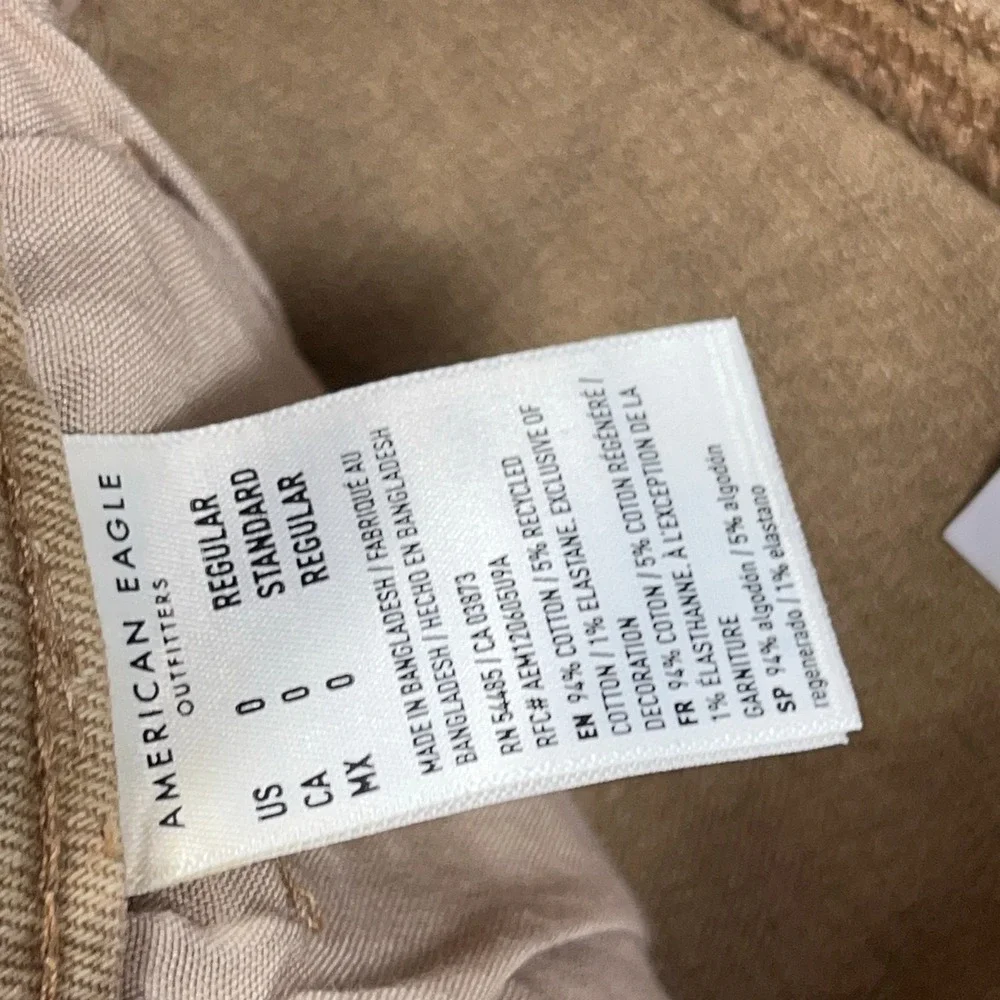 American Eagle Mom Jeans Women 0 Brown Straight Leg‎ Stretch Denim Pants 25x28
